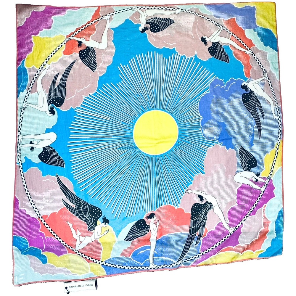 Inoui Editions Square 100 Yoga Multicolor Cotton Silk Whimsical Soft Breathable